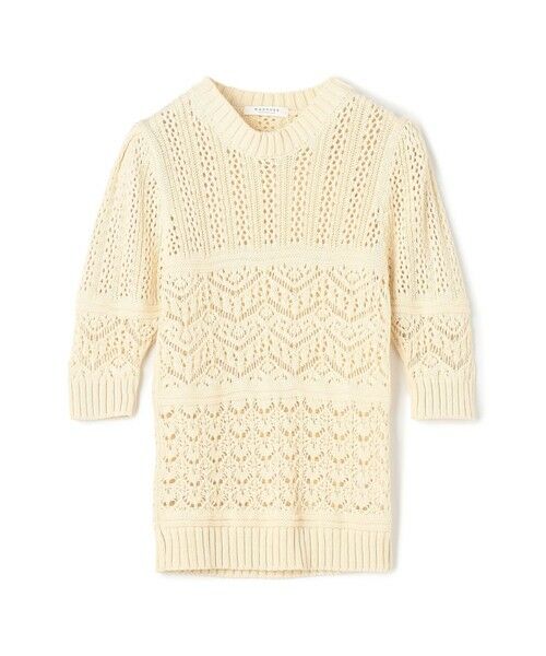 TOMORROWLAND / トゥモローランド ニット・セーター | パターンコットン ハーフスリーブプルオーバー（11 ホワイト）