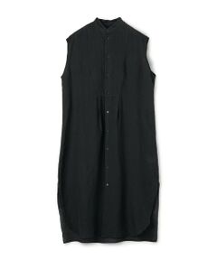 TOMORROWLAND / トゥモローランド ミニ丈・ひざ丈ワンピース | リネンラミーピースダイ バンドカラーシャツワンピース