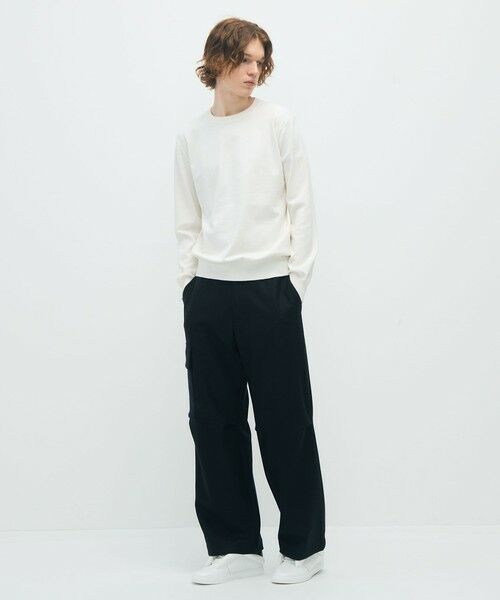 CABaN コットンカシミヤ クロップドモックネックプルオーバー ホワイト CABaN コットンカシミヤ プレーンクルーネックプルオーバー