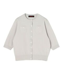 TOMORROWLAND / トゥモローランド カーディガン・ボレロ | ファインポリエステル ハーフスリーブポケットカーディガン