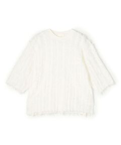 TOMORROWLAND / トゥモローランド ニット・セーター | ペーパーフリンジ ハーフスリーブプルオーバー