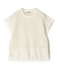 TOMORROWLAND / トゥモローランド ニット・セーター | クロシェットフリンジ クルーネックプルオーバー