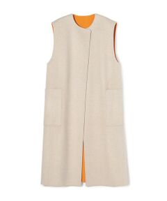 TOMORROWLAND / トゥモローランド ベスト | ウールダブルフェイス ノーカラーリバーシブルジレ