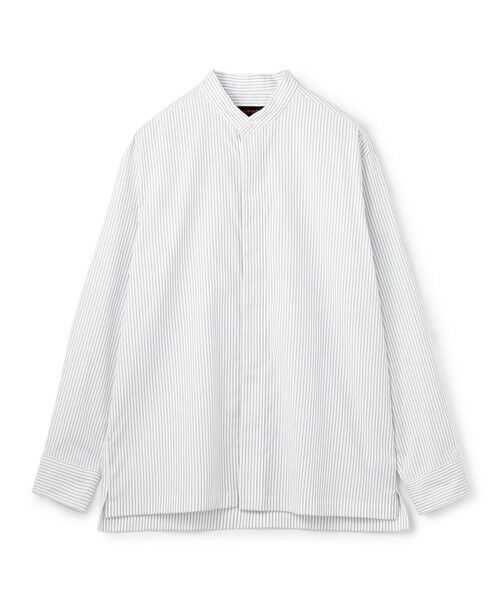 TOMORROWLAND / トゥモローランド シャツ・ブラウス | CABaN コットンブロード ピンストライプバンドカラーシャツ(14 グレー系)