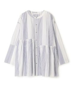 TOMORROWLAND / トゥモローランド シャツ・ブラウス（半袖以外） | コットンストライプ アシンメトリーギャザーブラウス