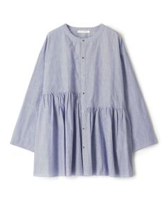 TOMORROWLAND / トゥモローランド シャツ・ブラウス（半袖以外） | コットンストライプ アシンメトリーギャザーブラウス