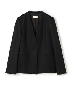 TOMORROWLAND / トゥモローランド ノーカラージャケット | フランネルウールストレッチ ノーカラージャケット