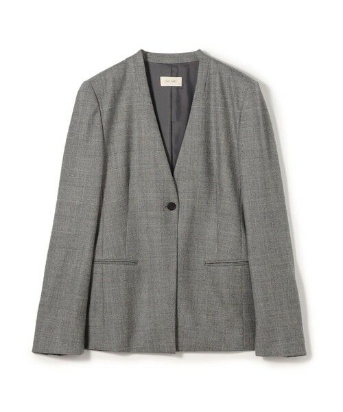 TOMORROWLAND / トゥモローランド ノーカラージャケット | フランネルウールストレッチ ノーカラージャケット(17 チャコールグレー)