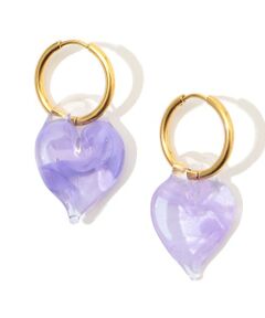 LEVENS JEWELS HEART OF GLASS HOOPS