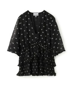 GANNI Georgette V-neck ブラウス