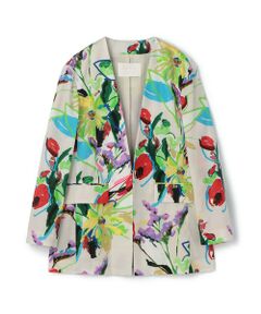 TOMORROWLAND / トゥモローランド ノーカラージャケット | ブーケフラワープリント Vカラージャケット