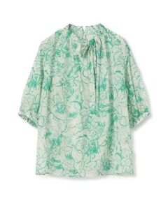 TOMORROWLAND / トゥモローランド シャツ・ブラウス | ベジタブルリーフプリント ネックギャザーブラウス