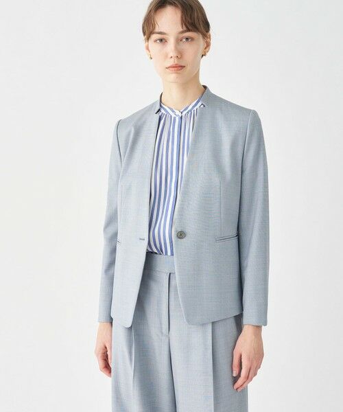 TOMORROWLAND / トゥモローランド ノーカラージャケット | 【一部WEB先行予約】シャイニーシャーク キザミカラージャケット | 詳細14