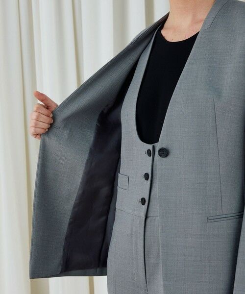 TOMORROWLAND / トゥモローランド ノーカラージャケット | ポリエステルウールバラシャ Vカラージャケット | 詳細15