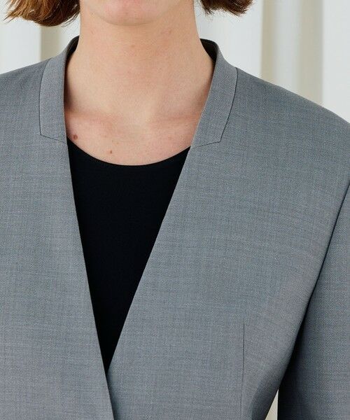 TOMORROWLAND / トゥモローランド ノーカラージャケット | ポリエステルウールバラシャ Vカラージャケット | 詳細16