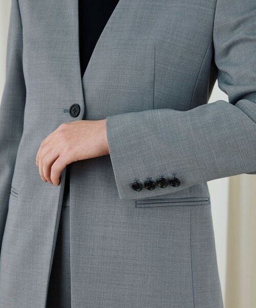 TOMORROWLAND / トゥモローランド ノーカラージャケット | ポリエステルウールバラシャ Vカラージャケット | 詳細17