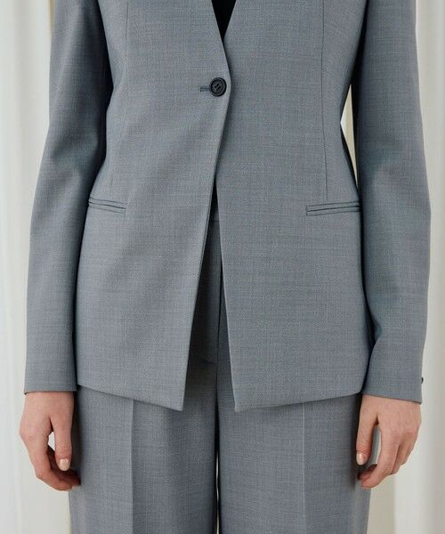 TOMORROWLAND / トゥモローランド ノーカラージャケット | ポリエステルウールバラシャ Vカラージャケット | 詳細18