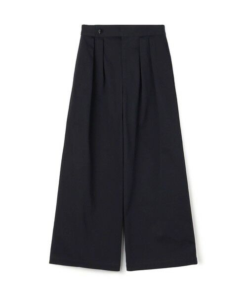 TOMORROWLAND/トゥモローランド ドライコットンチノ ツータックワイドパンツ 69 ネイビー 34(7号)