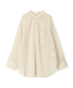 コットンオーガンジー バンドカラーシャツ