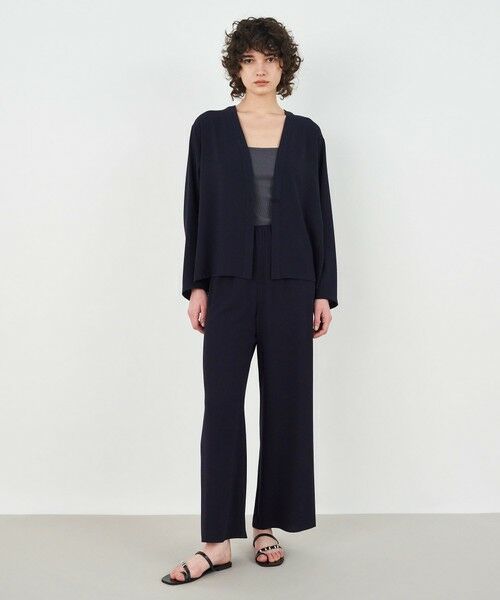 【セットアップ】トゥモローランドコレクション　ノーカラー　ジャケット パンツ ジャージーライクジョーゼット カラーレスジャケット （ノー