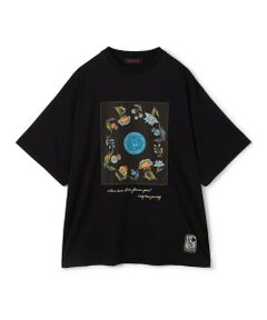 CABaN スビンコットン フラワーサークルプリントＴシャツ