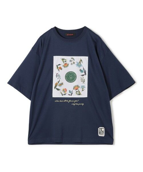 CABaN スビンコットン フラワーサークルプリントTシャツ