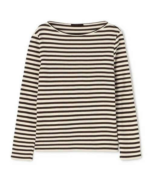 TOMORROWLAND / トゥモローランド Tシャツ | コットンフライスボーダー ロングスリーブプルオーバー（48 ブラウン系）