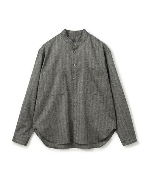 TOMORROWLAND/トゥモローランド ライトフラノストレッチ スタンドカラーシャツ 14 グレー系 F