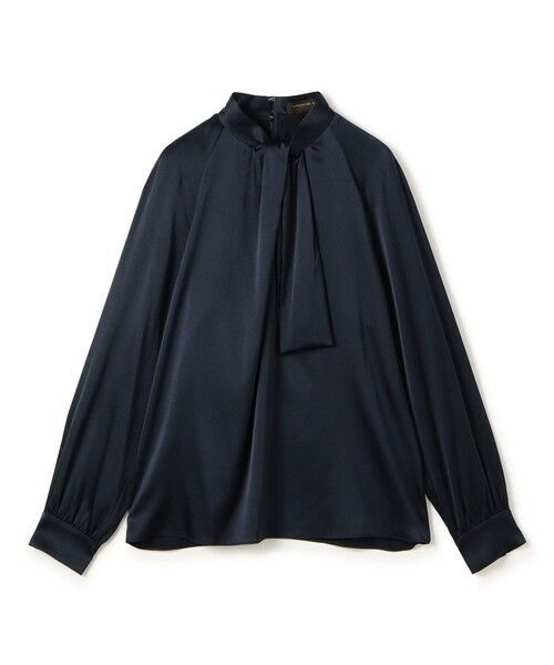 TOMORROWLAND / トゥモローランド シャツ・ブラウス(半袖以外) | ウォッシャブルサテン フロントタイブラウス(69 ネイビー)