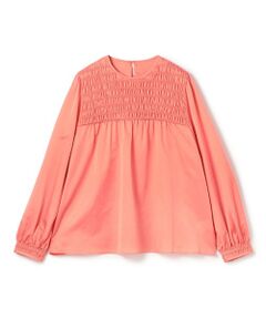 セール】 コットンシルクサテン タックフレアブラウス （シャツ