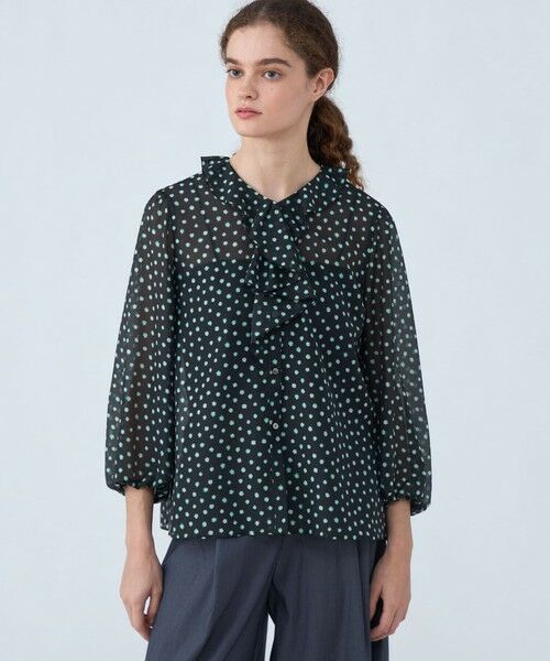 TOMORROWLAND / トゥモローランド シャツ・ブラウス(半袖以外) | シアーフラワープリント フレアータイブラウス | 詳細2