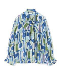 TOMORROWLAND / トゥモローランド シャツ・ブラウス（半袖以外） | オプティカルプリント ボウタイブラウス