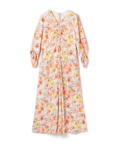 TOMORROWLAND / トゥモローランド ミニ丈・ひざ丈ワンピース | スプリングフラワープリント ドロストギャザーワンピース