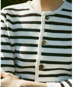 TOMORROWLAND / トゥモローランド カーディガン・ボレロ | 【WEB限定】ハーフミラノリブボーダー クルーネックカーディガン