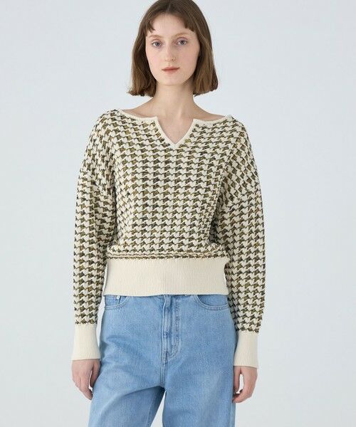 TOMORROWLAND / トゥモローランド ニット・セーター | ハウンドトゥース キーネックプルオーバー | 詳細2