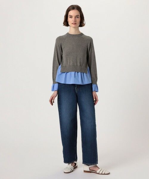 TOMORROWLAND / トゥモローランド ニット・セーター | ファブリックコンビ クルーネックプルオーバー | 詳細1