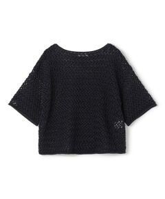 メッシュコットン ボートネックプルオーバー