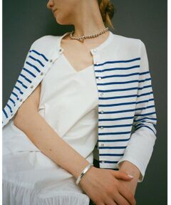 TOMORROWLAND / トゥモローランド カーディガン・ボレロ | 【WEB限定】パネルボーダー クルーネックカーディガン