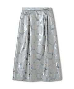 TOMORROWLAND / トゥモローランド ミニ・ひざ丈スカート | ブルーシャインジャカード タックストレートスカート