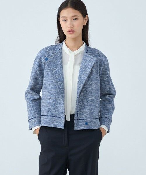 TOMORROWLAND / トゥモローランド ノーカラージャケット | ラメツイード クルーネックジャケット | 詳細2