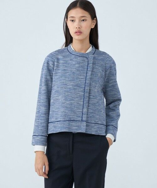 TOMORROWLAND / トゥモローランド ノーカラージャケット | ラメツイード クルーネックジャケット | 詳細3