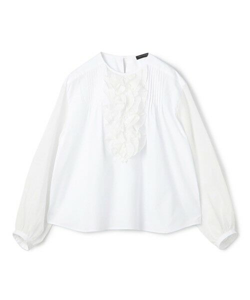 TOMORROWLAND/トゥモローランド ホワイトコンビネーション ラッフルブラウス 11 ホワイト 36(9号)