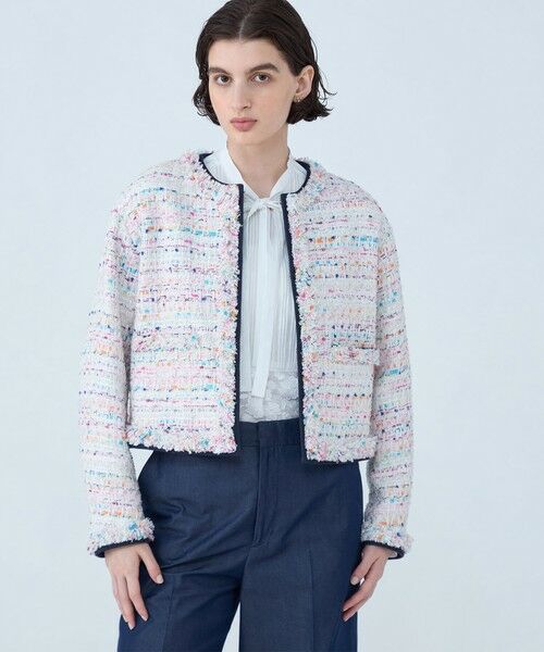 TOMORROWLAND / トゥモローランド ノーカラージャケット | パステルファンシー デニムコンビジャケット | 詳細2