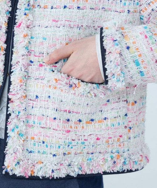 TOMORROWLAND / トゥモローランド ノーカラージャケット | パステルファンシー デニムコンビジャケット | 詳細8