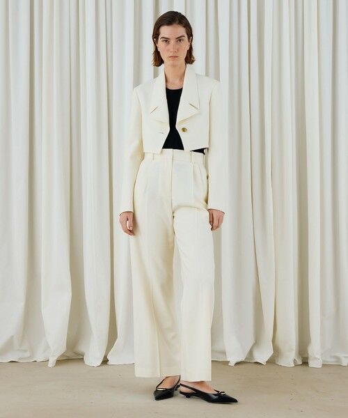 TOMORROWLAND / トゥモローランド スラックス・ドレスパンツ | ソフトウールオックス タックセミワイドパンツ | 詳細1