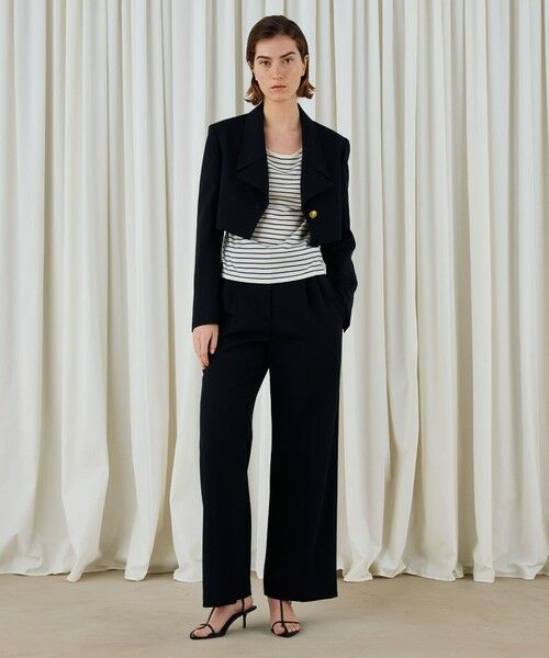 セール】 ソフトウールオックス タックセミワイドパンツ