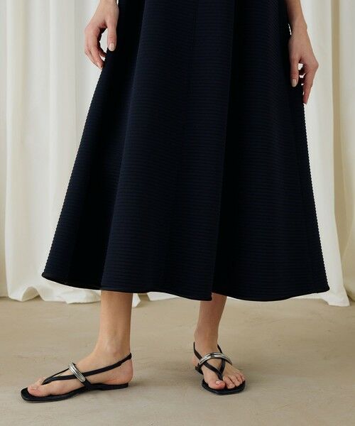 トゥモローランド　ノースリーブプリーツマキシワンピース　青黒 ミラノリブ ポケットワンピース （ロング・マキシ丈ワンピース
