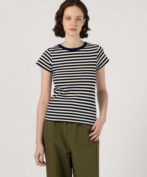 TOMORROWLAND / トゥモローランド Tシャツ | ETRE CECIL NAVY BRETON STRIPE CAP SLEEVE Tシャツ | 詳細2