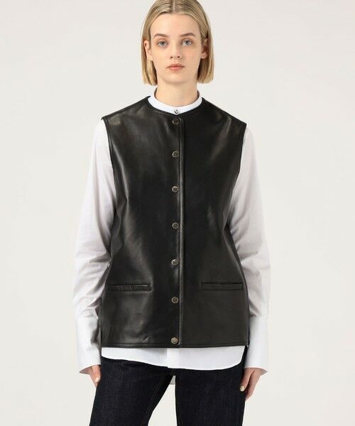 TOMORROWLAND / トゥモローランド ベスト | CINQUANTA METAL BUTTON レザーベスト | 詳細2
