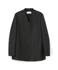 TOMORROWLAND / トゥモローランド ノーカラージャケット | ウールシャンブレー ジップジャケット